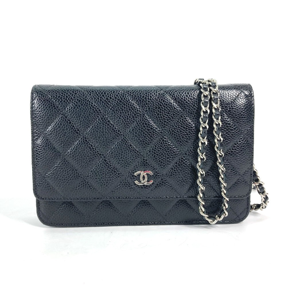 CHANEL AP0250 キルティング CC マトラッセ ココマーク クラシック チェーンウォレット ショルダーバッグ チェーンバッグ 斜め掛け  カバン 長財布 キャビアスキン レディース