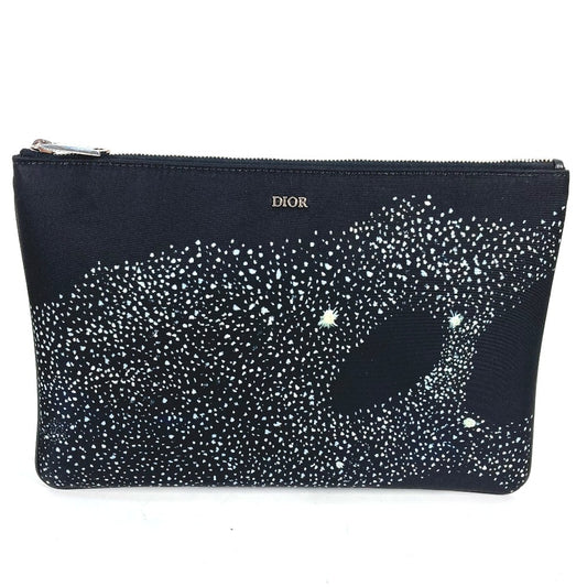 Dior pouch, Kenny Scharf collaboration clutch bag, nylon, men's, black