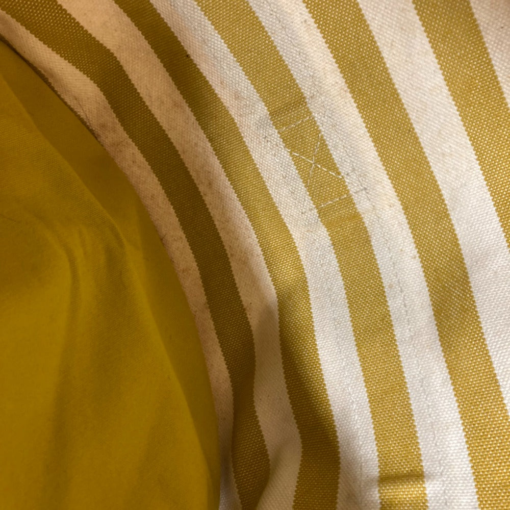 HERMES Cannes MM Striped Shoulder Bag/Tote Bag with Pouch, Canvas, Women's, Yellow