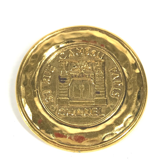 CHANEL ヴィンテージ 丸型 ラウンド ロゴ カンボン レトロ アクセサリー 小物 ブローチ メタル レディース - brandshop-reference