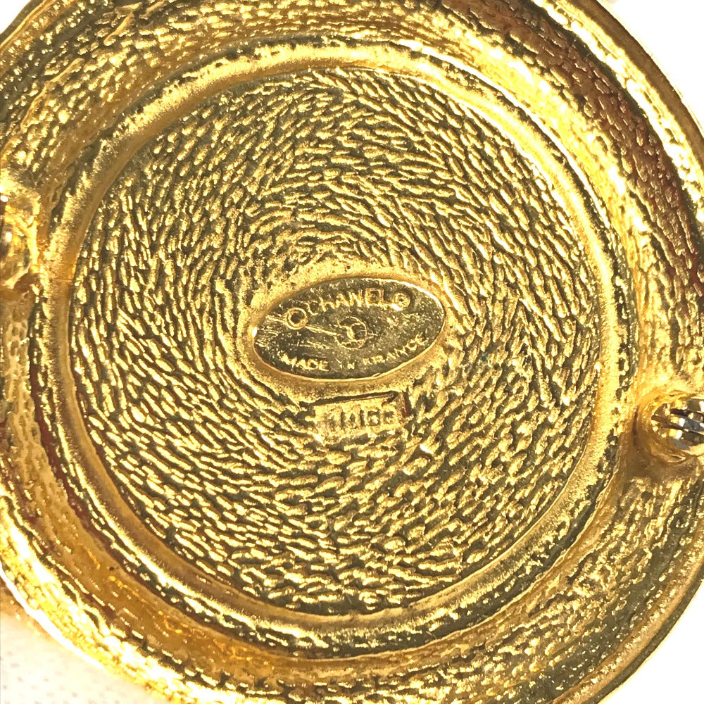CHANEL ヴィンテージ 丸型 ラウンド ロゴ カンボン レトロ アクセサリー 小物 ブローチ メタル レディース ゴールド