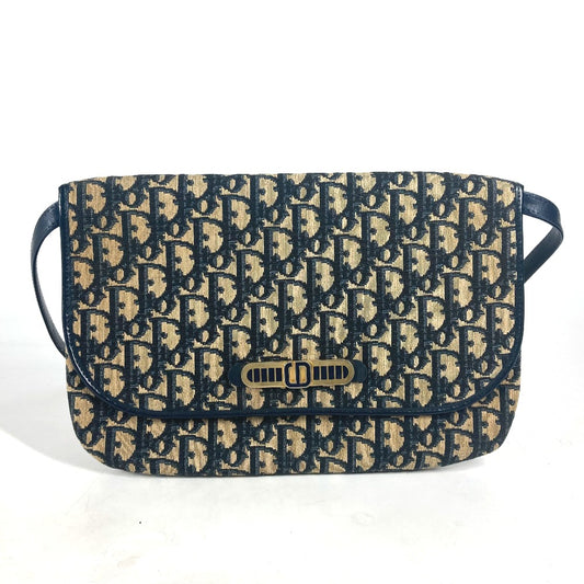 Dior Vintage Trotter CD Logo Accessory Pouch Shoulder Bag Canvas/Leather Women's Navy