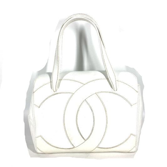 CHANEL กระเป๋าสะพายข้าง ลายเดคาโคโค่ CC กระเป๋าโท้ท กระเป๋าสะพายไหล่ หนังคาเวียร์ สำหรับผู้หญิง สีขาว