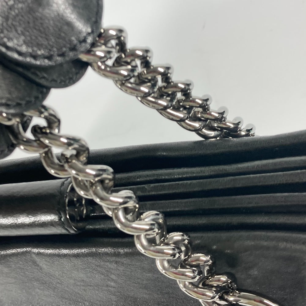 CHANEL CC Coco Mark Double Chain Shoulder Bag in Black Calf Leather