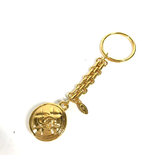 CHANEL ヴィンテージ チェーン CC ココマーク バッグチャーム マトラッセ キルティング キーホルダー メタル レディース ゴールド