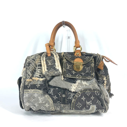 LOUIS VUITTON M95381 Monogram Denim Patchwork Speedy 30 Mini Boston Bag, Handbag, Denim, Women's, Black