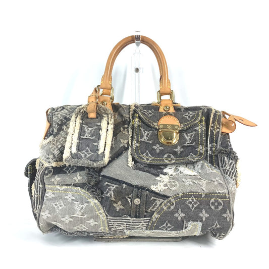 LOUIS VUITTON M95381 モノグラム デニム パッチワーク スピーディ 30 カバン ハンドバッグ ボストンバッグ モノグラムデニム ユニセックス ブラック - brandshop-reference