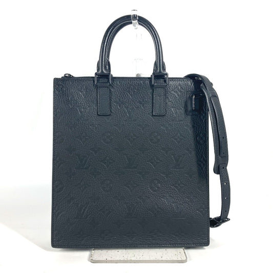 LOUIS VUITTON M55924 Monogram Taurillon Sac Plat Bag, 2-Way Tote Bag, Vertical, Crossbody, Shoulder Bag, Taurillon Leather, Men's, Noir Black