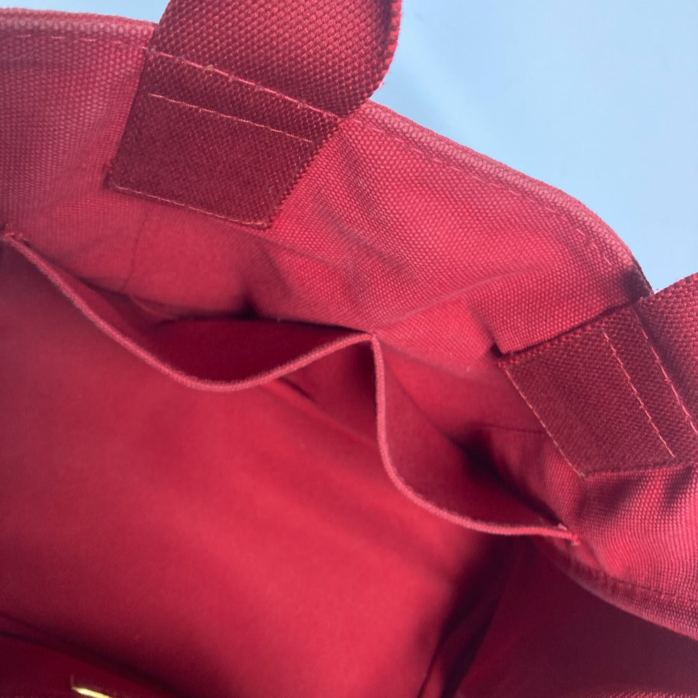 PRADA ロゴプレート カナパ CANAPA ミニ MINI ハンドバッグ カバン トートバッグ キャンバス レディース レッド - brandshop-reference