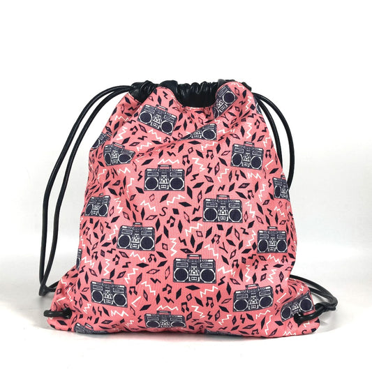 SAINT LAURENT PARIS 553919 ラジカセ柄 テディ teddy ナップサック バックパック カバン リュックサック レザー/キャンバス ユニセックス ピンク - brandshop-reference