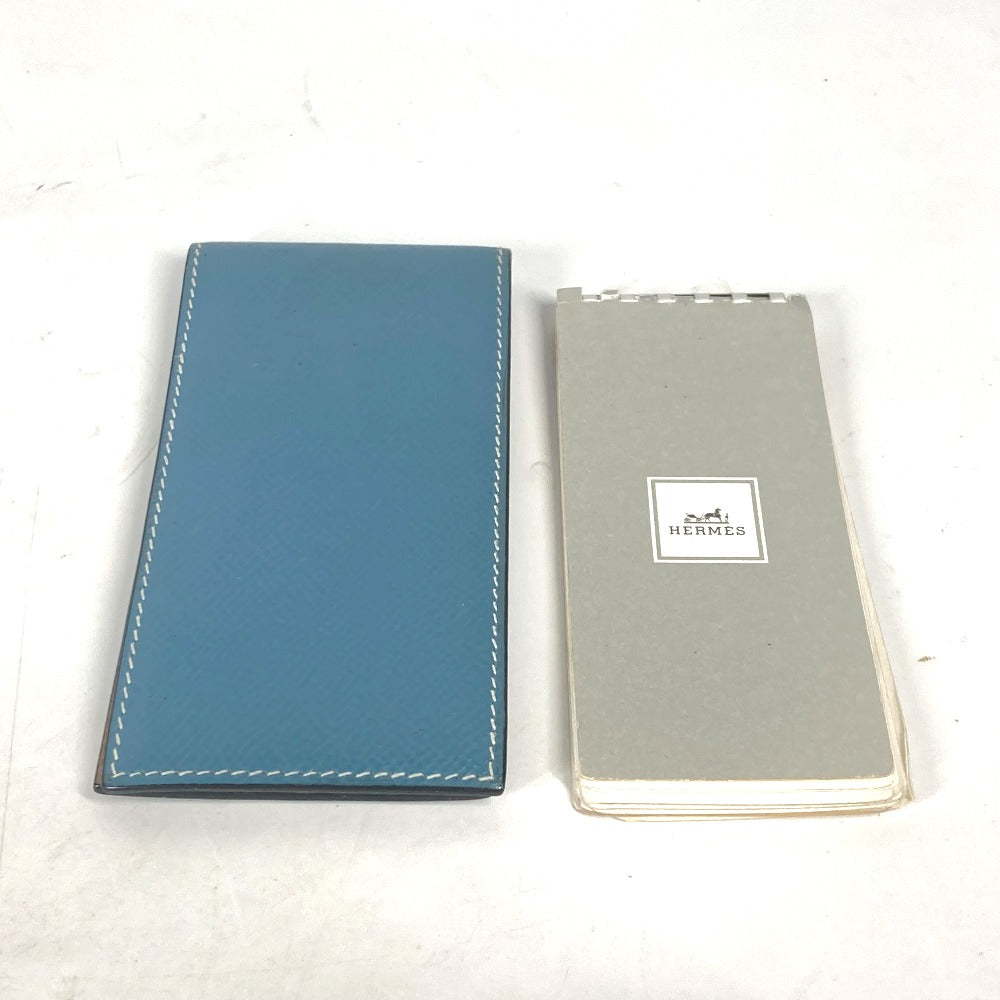 HERMES Notepad, Vertical Notebook, Leather, Unisex, Blue Jean, Blue