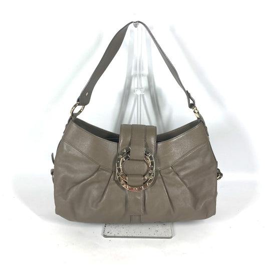 BVLGARI BVLGARI logo shoulder bag, leather, women's, gray