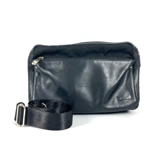 FENDI 7VA411 ンスターアイ ロゴ FANTASTIC 斜め掛け カバン ハンドバッグ ポシェット ショルダーバッグ ナイロン ユニセックス ブラック - brandshop-reference