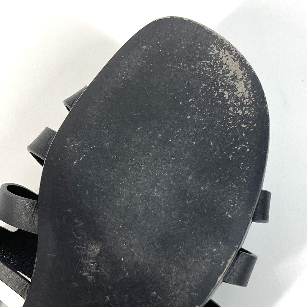 HERMES カメリア シェーヌダンクル 靴 シューズ バイカラー フラット ペタンコ サンダル レザー レディース ブラック - brandshop-reference