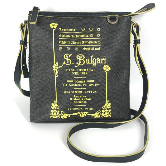 BVLGARI Logo S.Bulgari Shoulder Bag, Pochette, Unisex, Gray, PVC/Leather