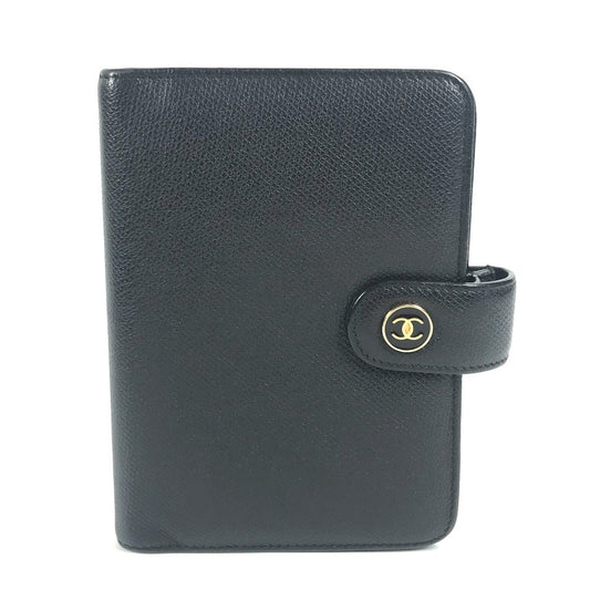 CHANEL ココボタン CC ココマーク ココボタン システム手帳 ステーショナリー ケース 手帳カバー レザー レディース ブラック - brandshop-reference
