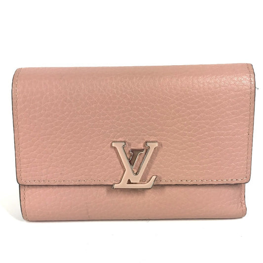 LOUIS VUITTON M62156 ポルトフォイユカプシーヌ コンパクトウォレット LVロゴ 3つ折り財布 トリヨン レディース マグノリア ピンク