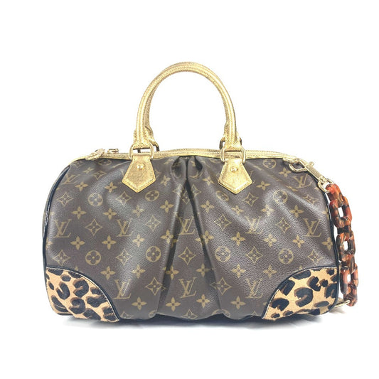 LOUIS VUITTON M95281 モノグラム レオパード スティーブン カバン ミニボストンバッグ 2WAYバッグ ショルダーバッグ チェーン ハンドバッグ モノグラムキャンバス レディース ブラウン