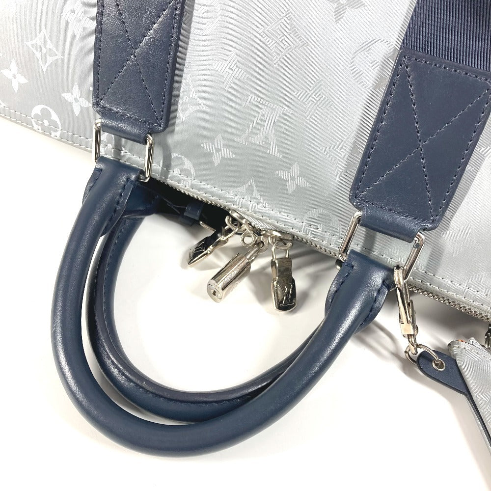 LOUIS VUITTON M44170 Monogram Satellite Keepall Bandouliere 50 2-Way Bag, Shoulder Bag, Travel Bag, Boston Bag with Coin Case, Leather/Canvas, Men's, Silver