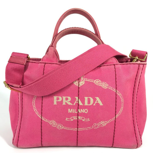 Prada Kanapa Logo Bag Tote Bag 2way Bag Bahu Beg Crossbody Handbag Canvas Ladies Pink