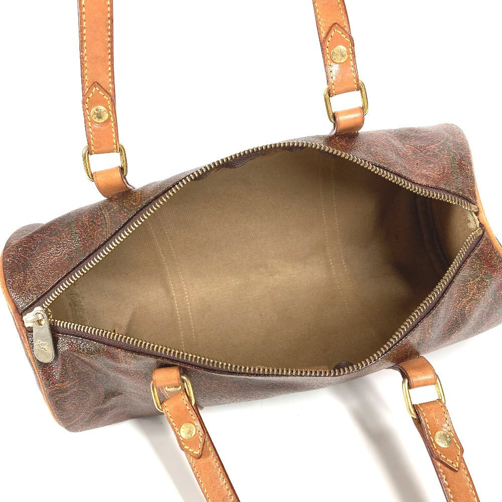 ETRO Paisley Print Cylindrical Handbag in PVC and Leather, Brown