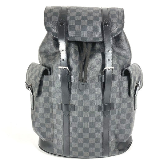 LOUIS VUITTON N41379 Damier Graphite Christopher MM Christopher MM Bag Backpack Rucksack Damier Graphite Canvas Unisex Black