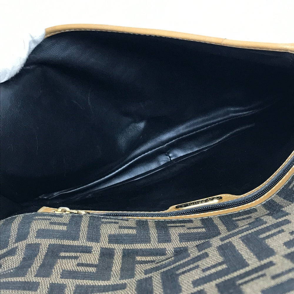 FENDI Vintage Zucca Logo Bag Flap Crossbody Shoulder Bag PVC/Leather Unisex Brown