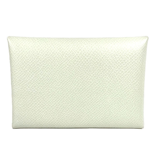 Hermes Bifold Slim Calvi Duo Wallet with Card Case and Coin Purse, Epson, Unisex, Veil Fizz, Light Green