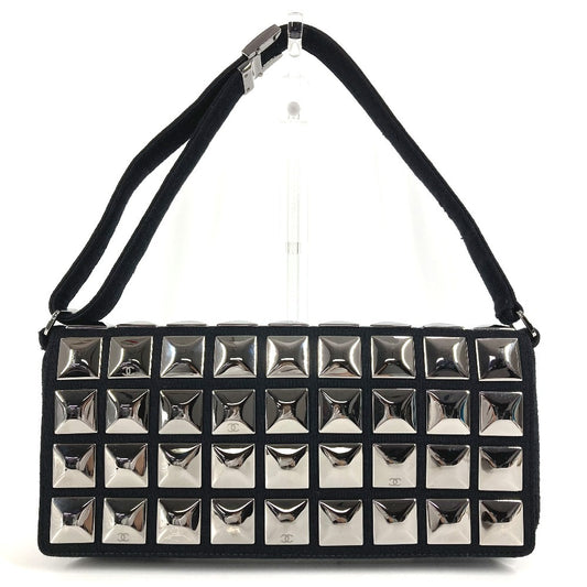 CHANEL CC Coco Mark Logo Ice Cube Shoulder Bag, Cotton, Black