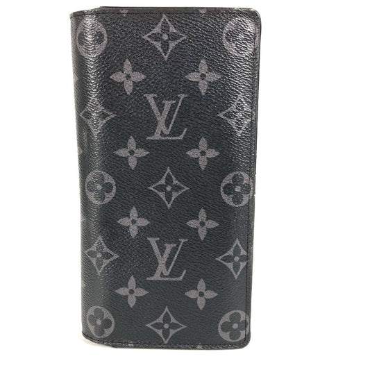 Louis Vuitton M61697 Monogram Eclipse Portefeuille Brother Bifold Wallet Long Wallet Long Monogram Eclipse Canvas Lelaki Hitam