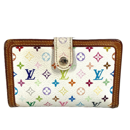 LOUIS VUITTON M92987 Monogram Multicolore Portefeuille Viennois Clasp Bi-fold Wallet in Monogram Multicolore Canvas, Women's, Blanc and White