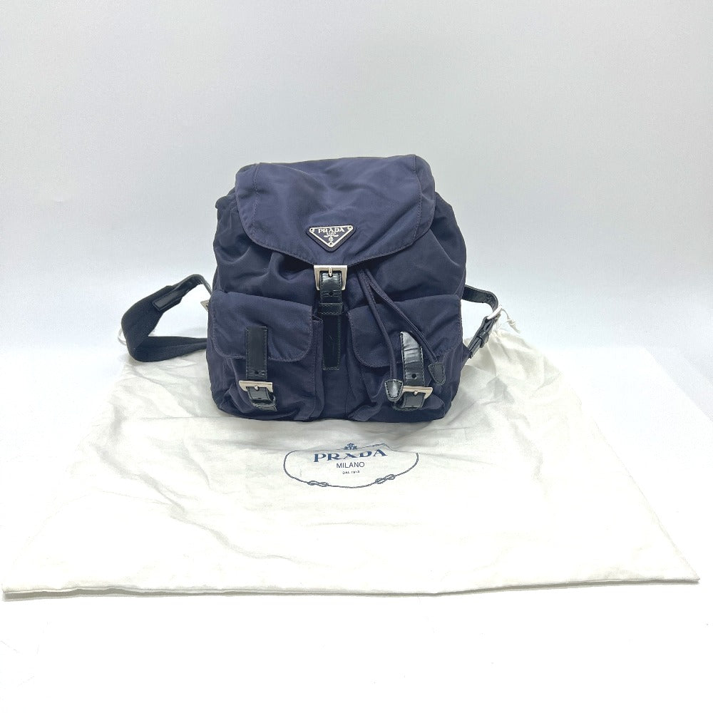 PRADA B6677 VELA triangle logo triangle logo plate bag backpack Backpack Nylon / Leather PRUGNA Purple Based Used