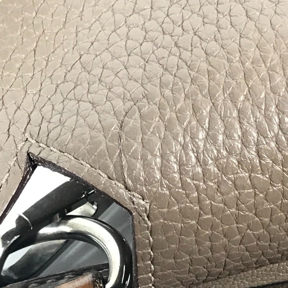 HERMES バイカラー ジプシエール34 ジプシエール 34 カバン 斜め掛け フラップ ショルダーバッグ トリヨンクレマンス ユニセックス エトゥープ/ゴールド グレー×ブラウン