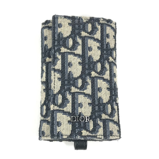 Dior Logo Oblique 6-Key Key Case, Canvas, Unisex, Navy