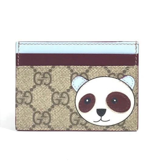 GUCCI 818769 GG Supreme Logo Panda Business Card Case, Pass Case, Card Case, GG Supreme Canvas, Unisex, Beige