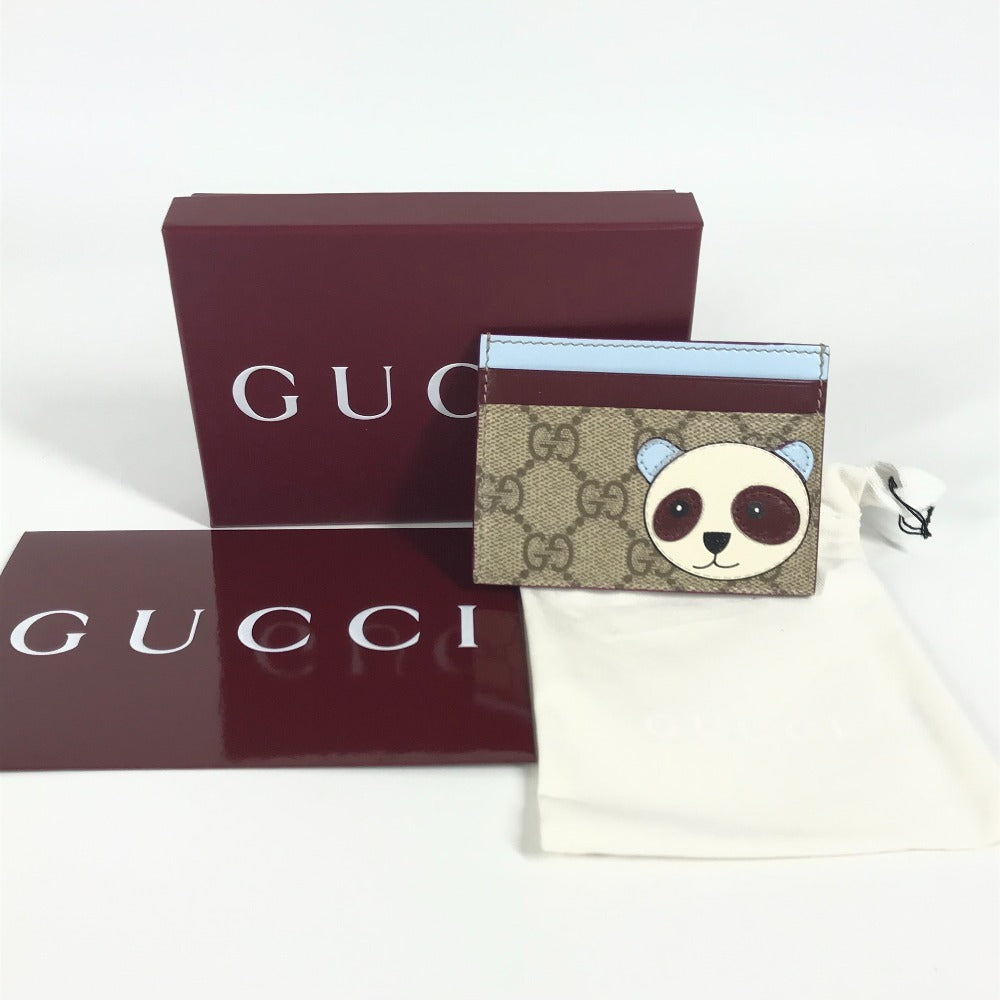 GUCCI 818769 GGスプリーム ロゴ パンダ 名刺入れ パスケース カードケース GGスプリームキャンバス ユニセックス ベージュ