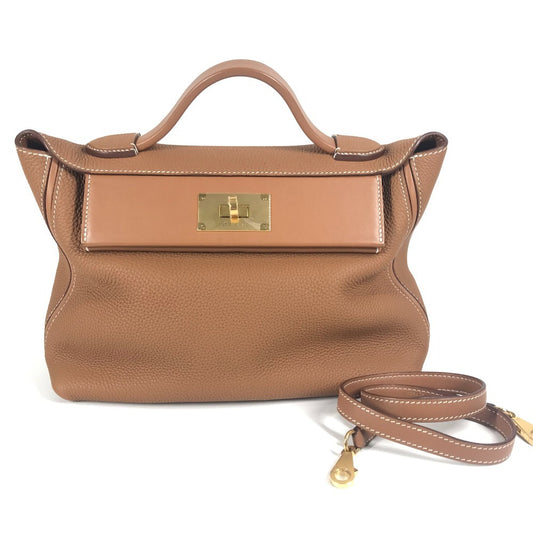 HERMES サック 24/24 ヴァンキャトル 29 カバン 2WAYバッグ ハンドバッグ ショルダーバッグ トゴ ユニセックス ゴールド