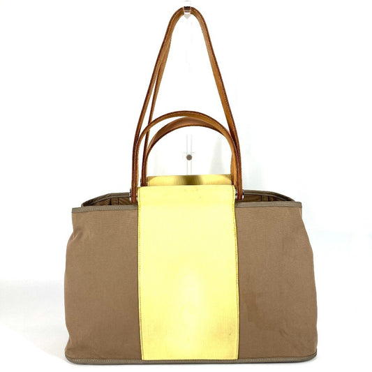 HERMES Bicolor Cabag Elan PM Cabag Elan PM Shoulder Bag/Tote Bag in Leather/Canvas, Unisex, Beige
