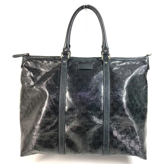 GUCCI 201482 Travel Bag GG Imprime Shoulder Tote Bag Boston Bag Leather Women's Black