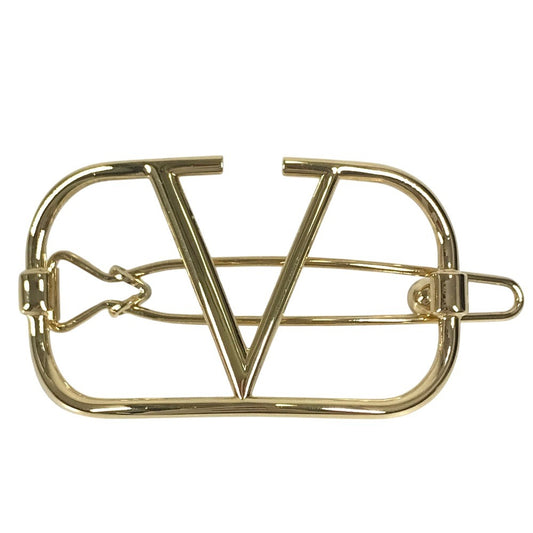 VALENTINO 4W2J0H38MET Hair Accessory V Logo Hair Clip Hairpin Barrette Metal Women's Gold