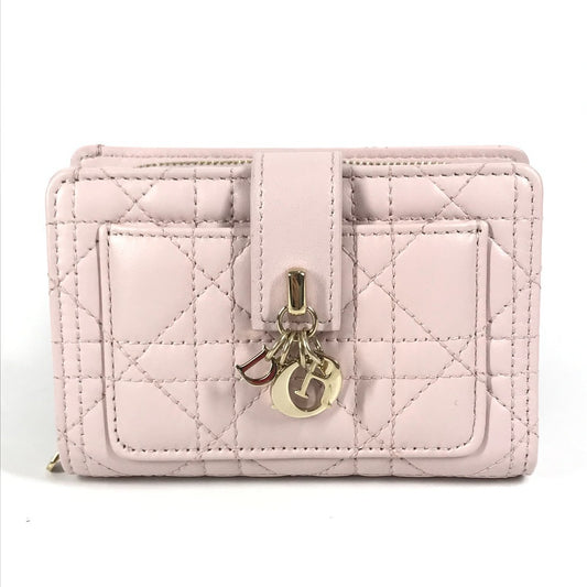Christian Dior S6022ONMJ_M413 カナージュ レディディオール 日本限定 My Dior Dittany ウォレット コンパクトウォレット 2つ折り財布 ラムスキン レディース ピンク