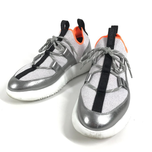 HERMES ロゴ デュエル 靴 シューズ スニーカー ゴム レディース シルバー