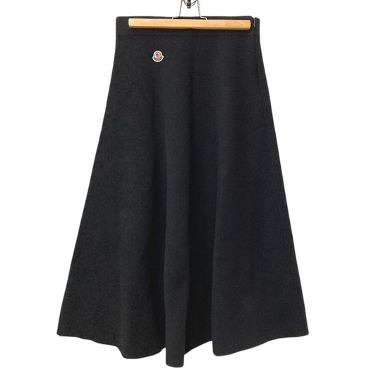 MONCLER Logo Patch GONNA TRICOT KNITWEAR SKIRT Apparel Long Skirt Wool Women's Black