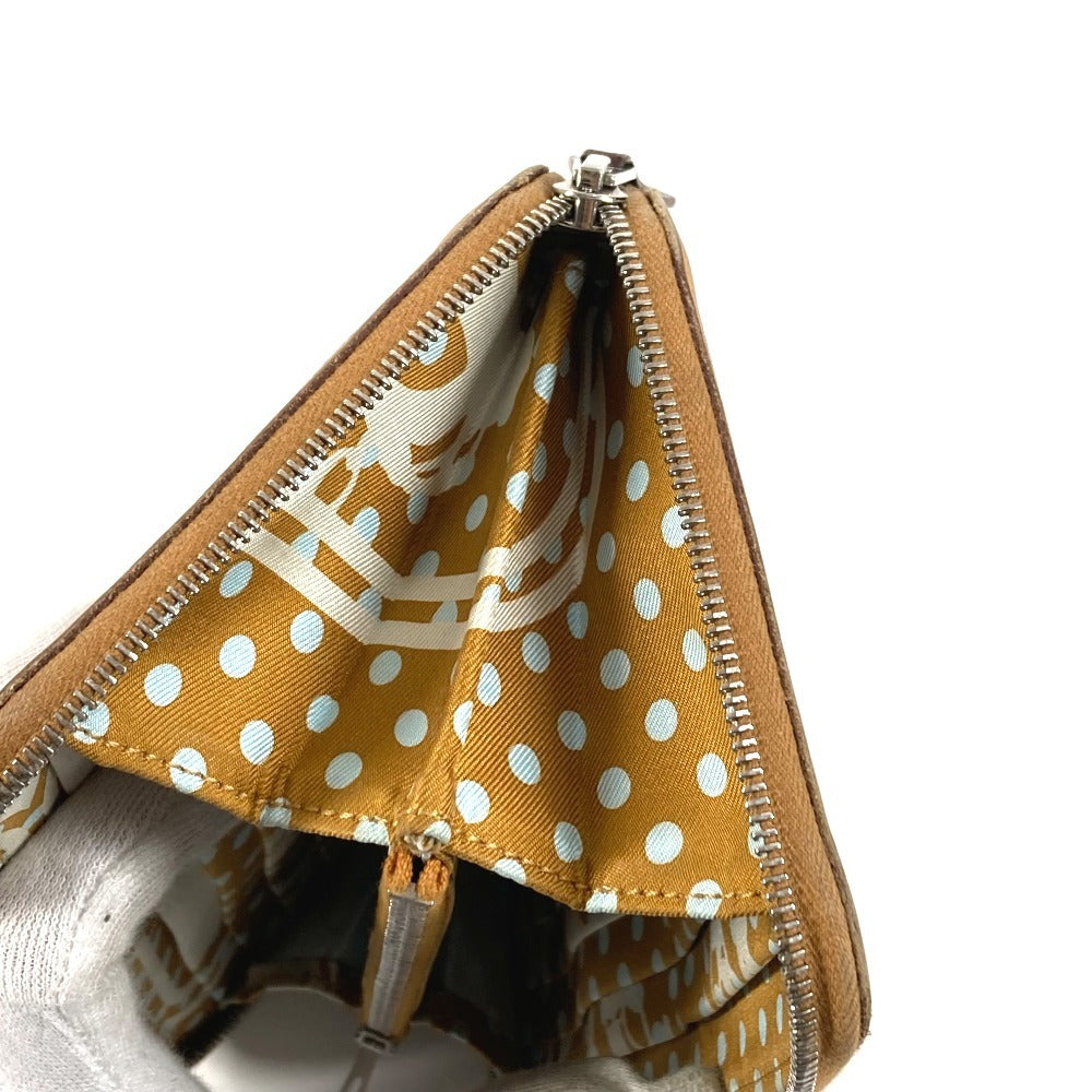 HERMES Azap Long Silk'In กระเป๋าสตางค์แบบซิปรอบ หนัง Epsom สำหรับ unisex สีเบจ