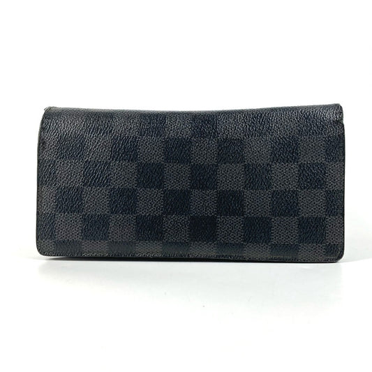 LOUIS VUITTON N62665 Damier Graphite Portefeuille Brazza Wallet Long Wallet Damier Graphite Canvas Unisex Black