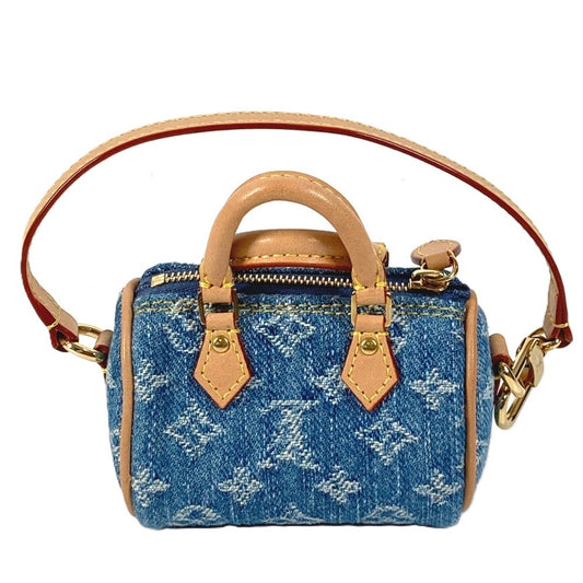 LOUIS VUITTON M01701 モノグラムデニム ビジューサック マイクロ スピーディー バッグチャーム キーホルダー モノグラムデニム ユニセックス ブルー