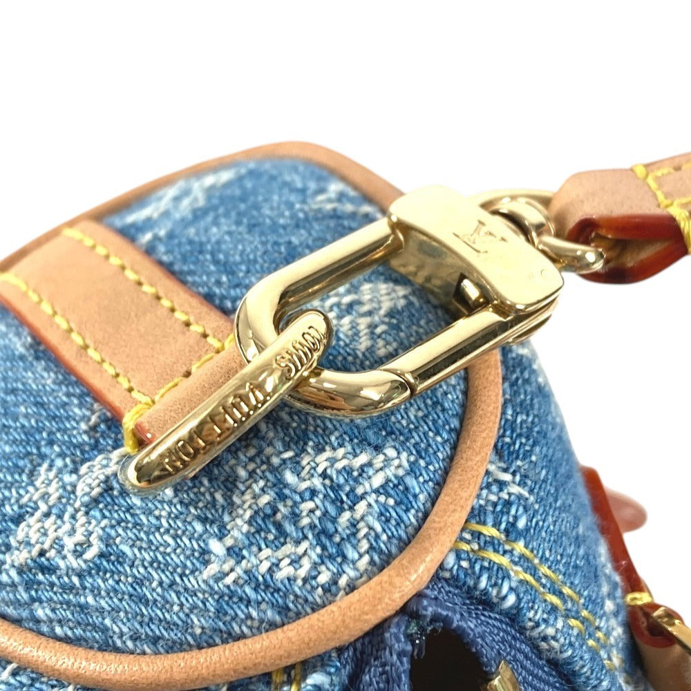 LOUIS VUITTON M01701 โมโนแกรมเดนิม บีจู แซค ไมโคร สปีดี้ กระเป๋าห้อยพวงกุญแจ พวงกุญแจ โมโนแกรมเดนิม ยูนิเซ็กส์ สีฟ้า