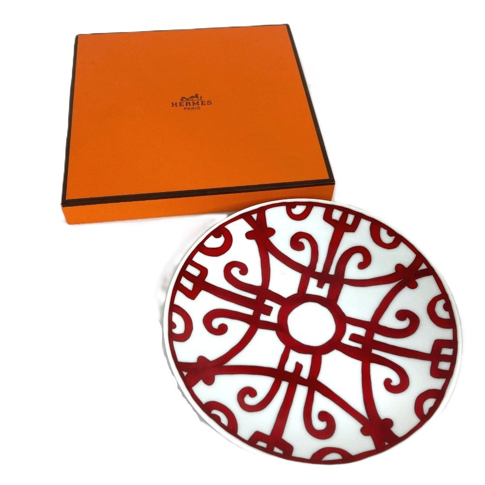 HERMES ガダルキヴィール 17cm プレート 食器 皿 お皿 陶器 ユニセックス レッド