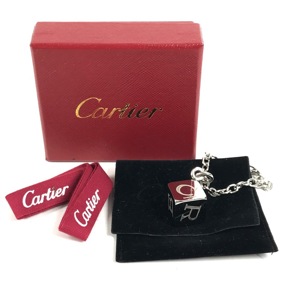 CARTIER ロゴ サイコロ キューブ ペンダントトップ バッグチャーム アクセサリー キーホルダー メタル ユニセックス シルバー
