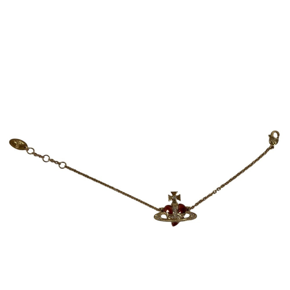 Vivienne Westwood Orb Logo Rhinestone Accessory Chain Bracelet Metal Unisex Gold
